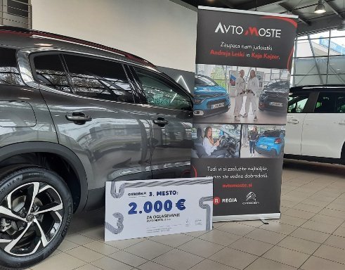 Citroënovo priznanje za osvojeno 3. mesto v Sloveniji 